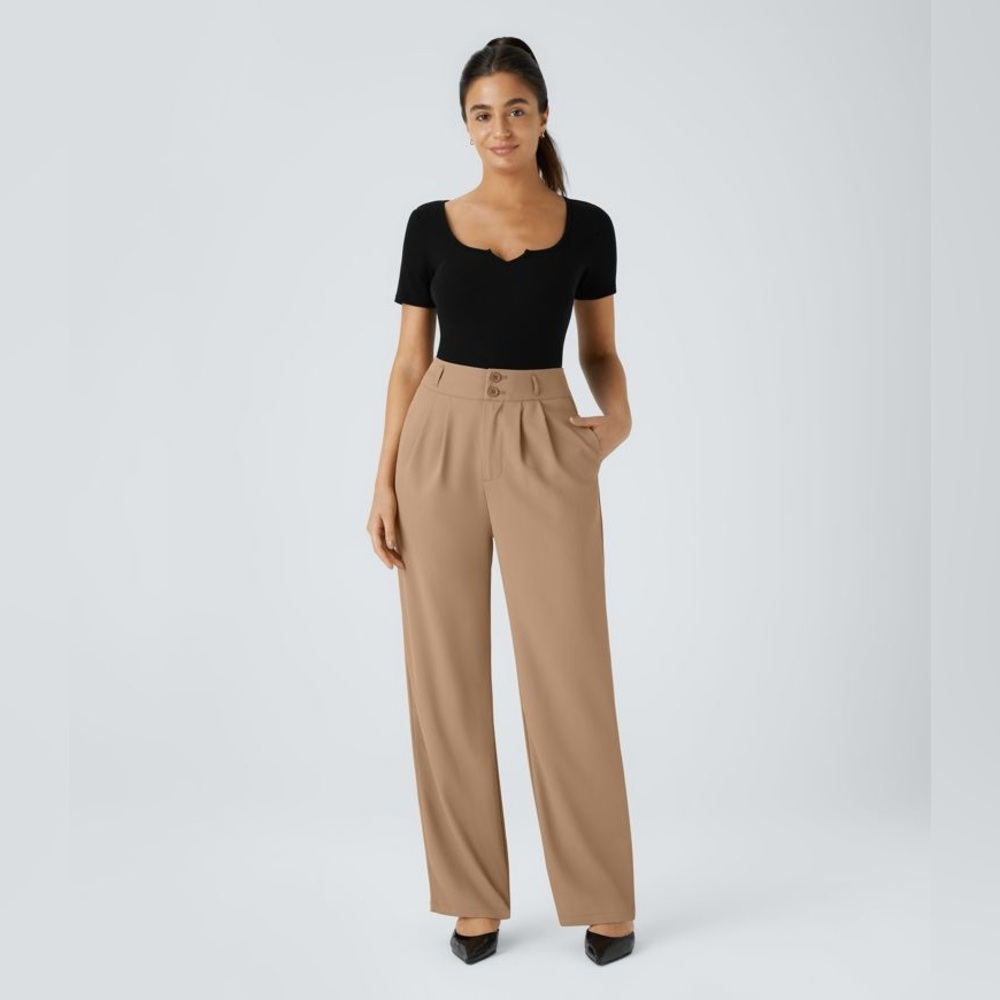 Halara NWOT Flex™ High Waisted Zipper Pocket Shirred Straight Leg Work Pant - M - Picture 6 of 11